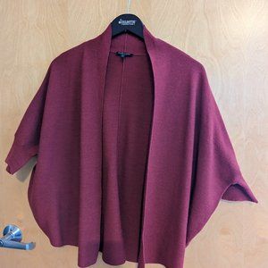 Eileen Fisher short sleeved cardigan in maroon. Size PS (Petite Small)